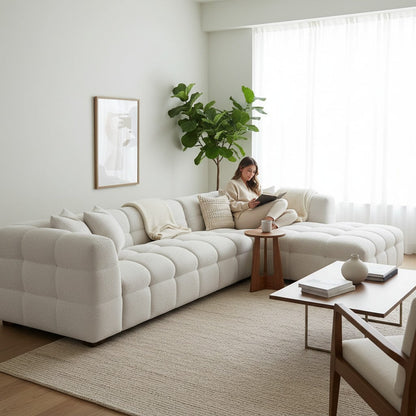 ALUXO Tribeca Bubble Right Hand Facing Corner Sofa In Iron Grey Boucle Fabric
