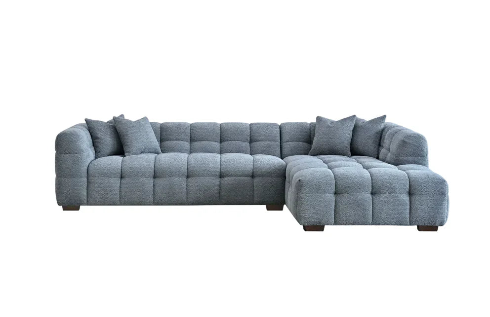 ALUXO Tribeca Bubble Right Hand Facing Corner Sofa In Oatmeal Beige Boucle Fabric
