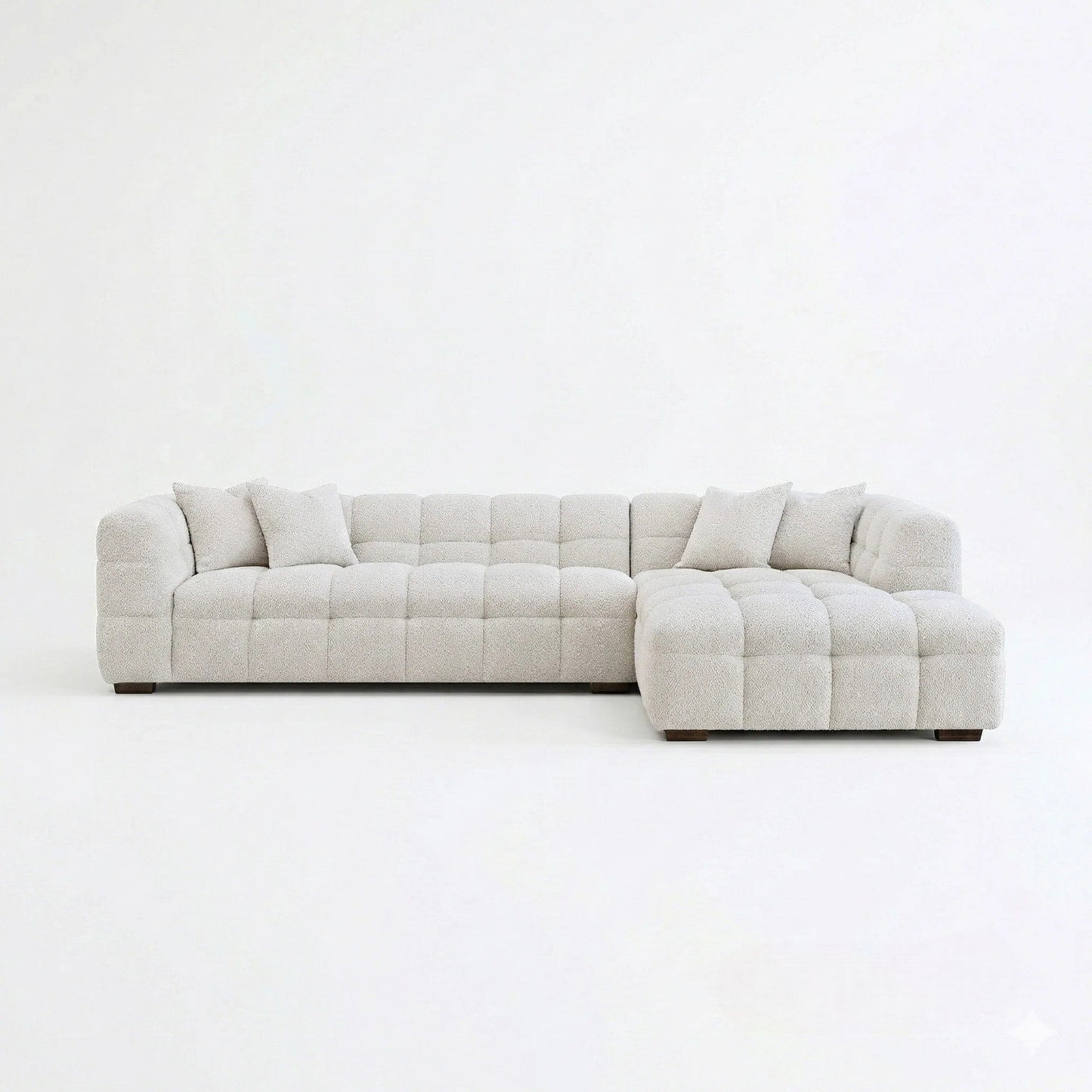 ALUXO Tribeca Bubble Right Hand Facing Corner Sofa In Oatmeal Beige Boucle Fabric