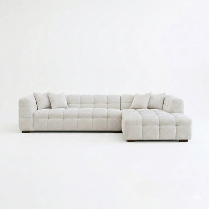 ALUXO Tribeca Bubble Right Hand Facing Corner Sofa In Oatmeal Beige Boucle Fabric
