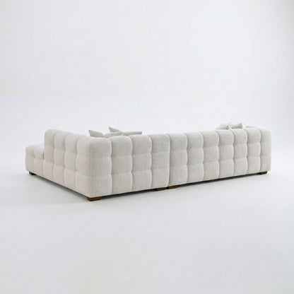 ALUXO Tribeca Bubble 4 Seater Large Sofa In Pearl Boucle Fabric