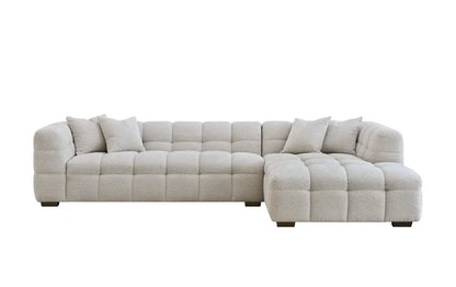 ALUXO Tribeca Bubble Right Hand Facing Corner Sofa In Oatmeal Beige Boucle Fabric