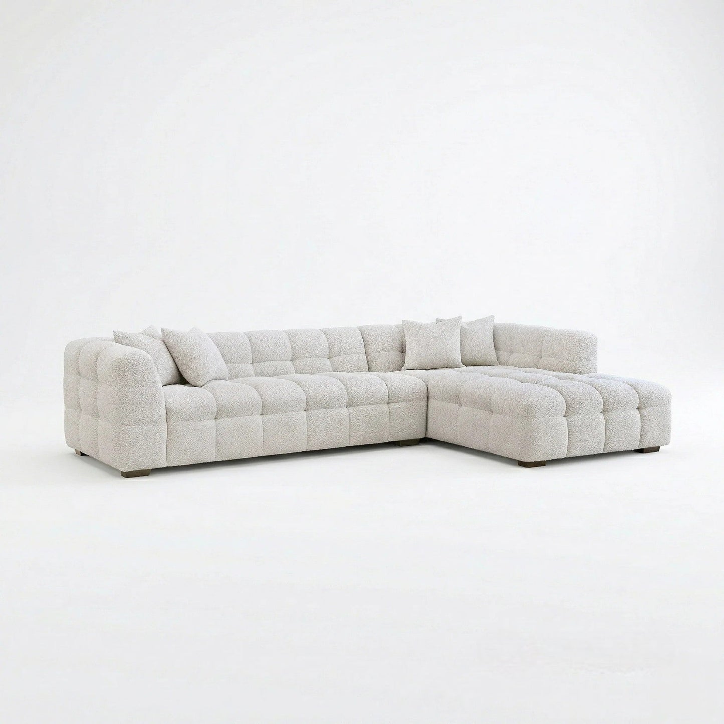 ALUXO Tribeca Bubble Right Hand Facing Corner Sofa In Iron Grey Boucle Fabric