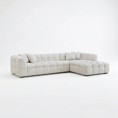 ALUXO Tribeca Bubble Right Hand Facing Corner Sofa In Oatmeal Beige Boucle Fabric