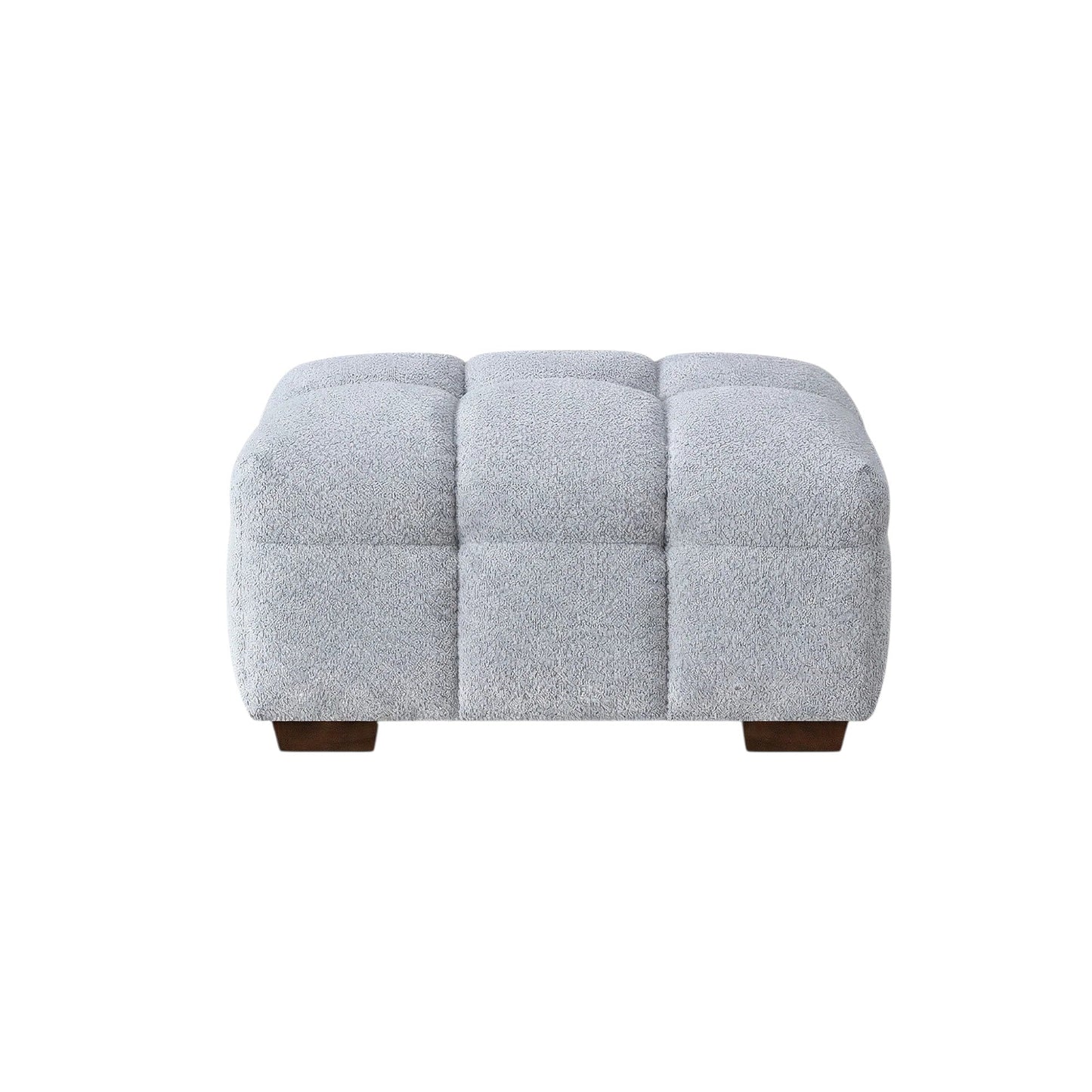 ALUXO Tribeca Bubble Upholstered Footstool In Oatmeal Beige Boucle Fabric