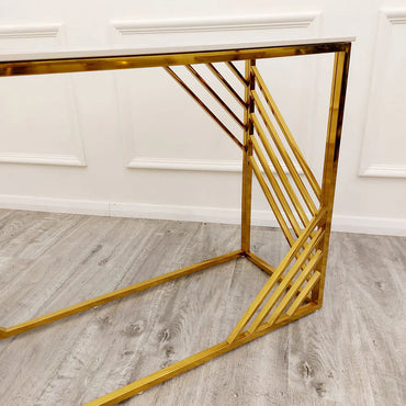 Azure Gold Console Table with Polar White Sintered Stone Top