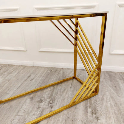 Azure Gold Console Table with Polar White Sintered Stone Top