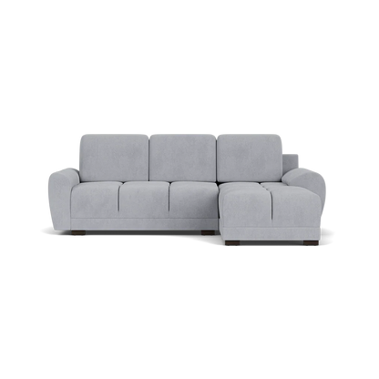 Zara Grey Plush Velvet Universal Corner Sofabed with Storage