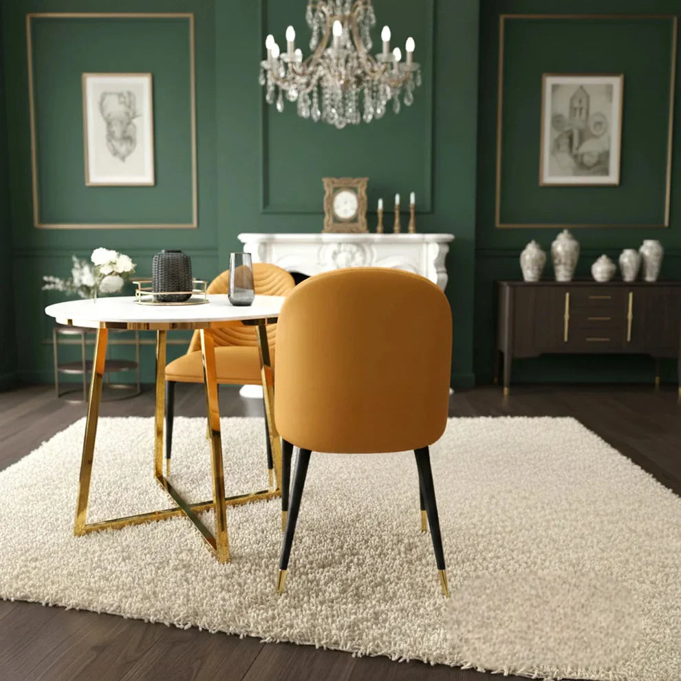 Alba Tan Faux Leather Dining Chair With Scandinavian Black Legs - Set Of 4