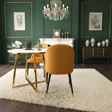 Alba Tan Faux Leather Dining Chair With Scandinavian Black Legs - Set Of 4