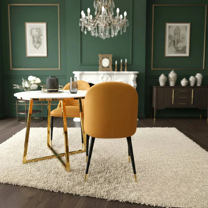 Alba Tan Faux Leather Dining Chair With Scandinavian Black Legs - Set Of 4