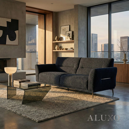 Albany Complete Sofa Set – 4+3+2 Seater with Footstool | Midnight Black