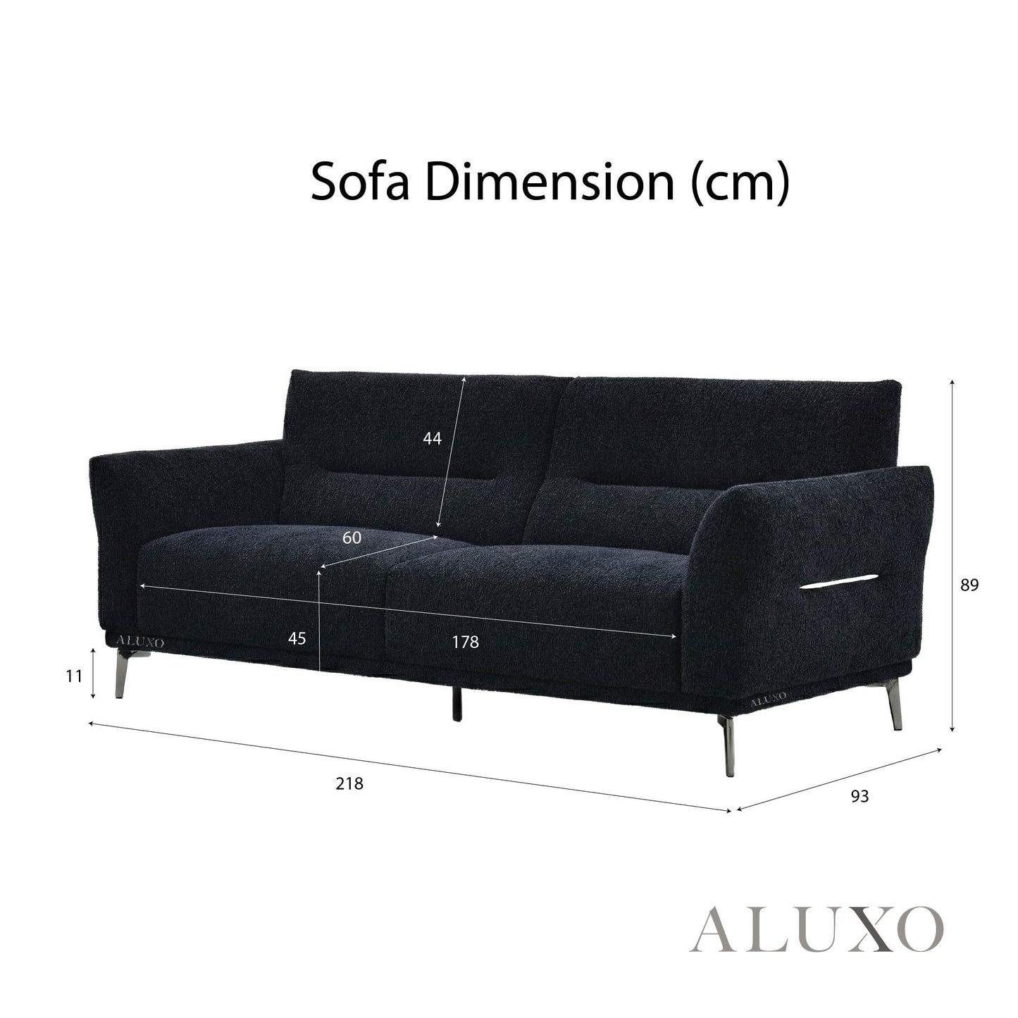 Albany Complete Sofa Set – 4+3+2 Seater with Footstool | Midnight Black