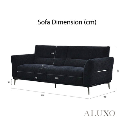 Albany Complete Sofa Set – 4+3+2 Seater with Footstool | Midnight Black
