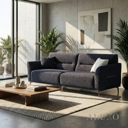 Albany Complete Sofa Set – 4+3+2 Seater with Footstool | Midnight Black