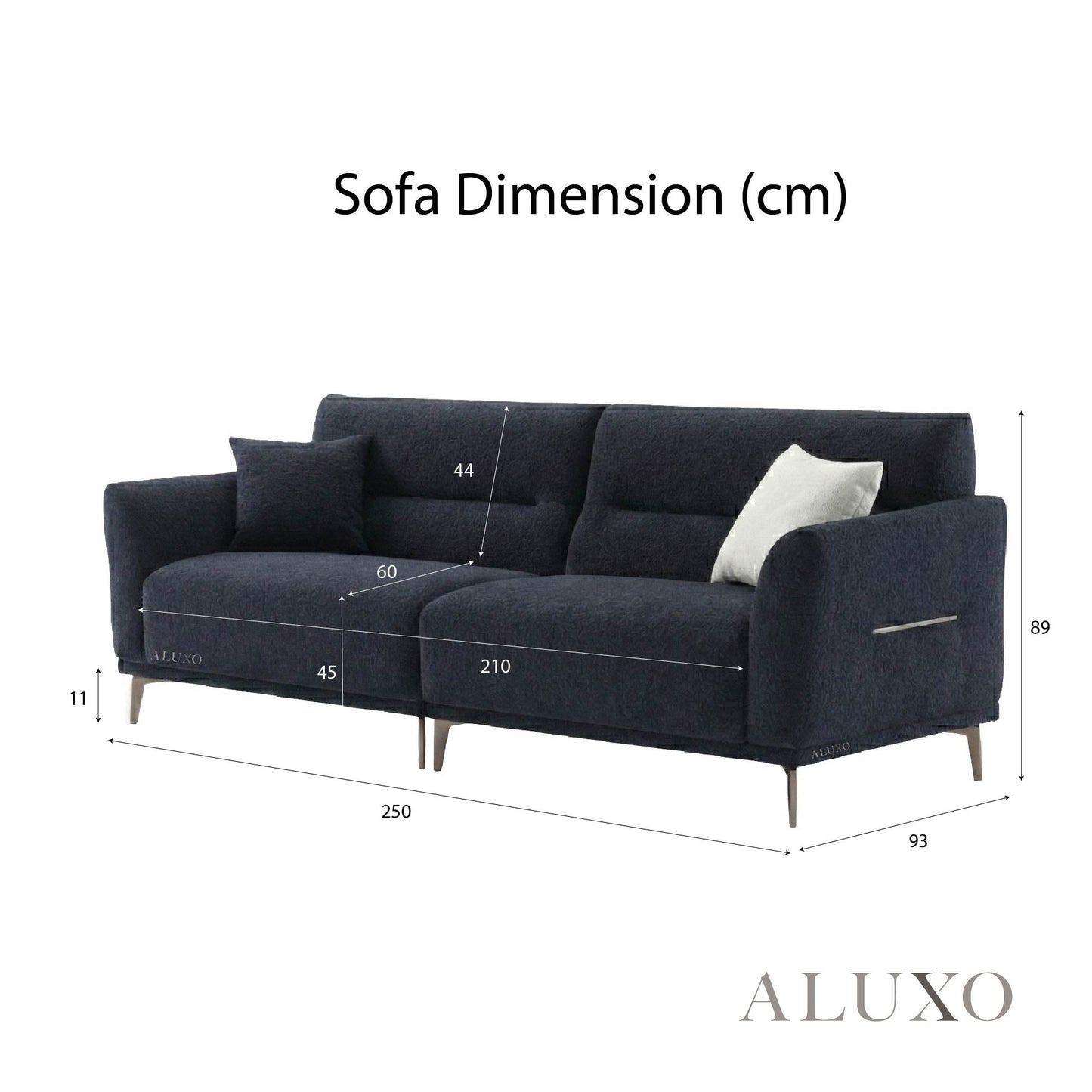 Albany Complete Sofa Set – 4+3+2 Seater with Footstool | Midnight Black