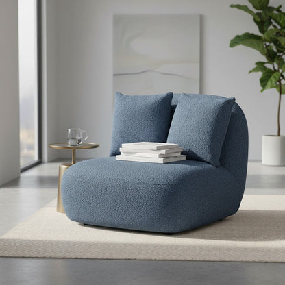 Miami Swivel Accent Armchair In Navy Blue Fabric