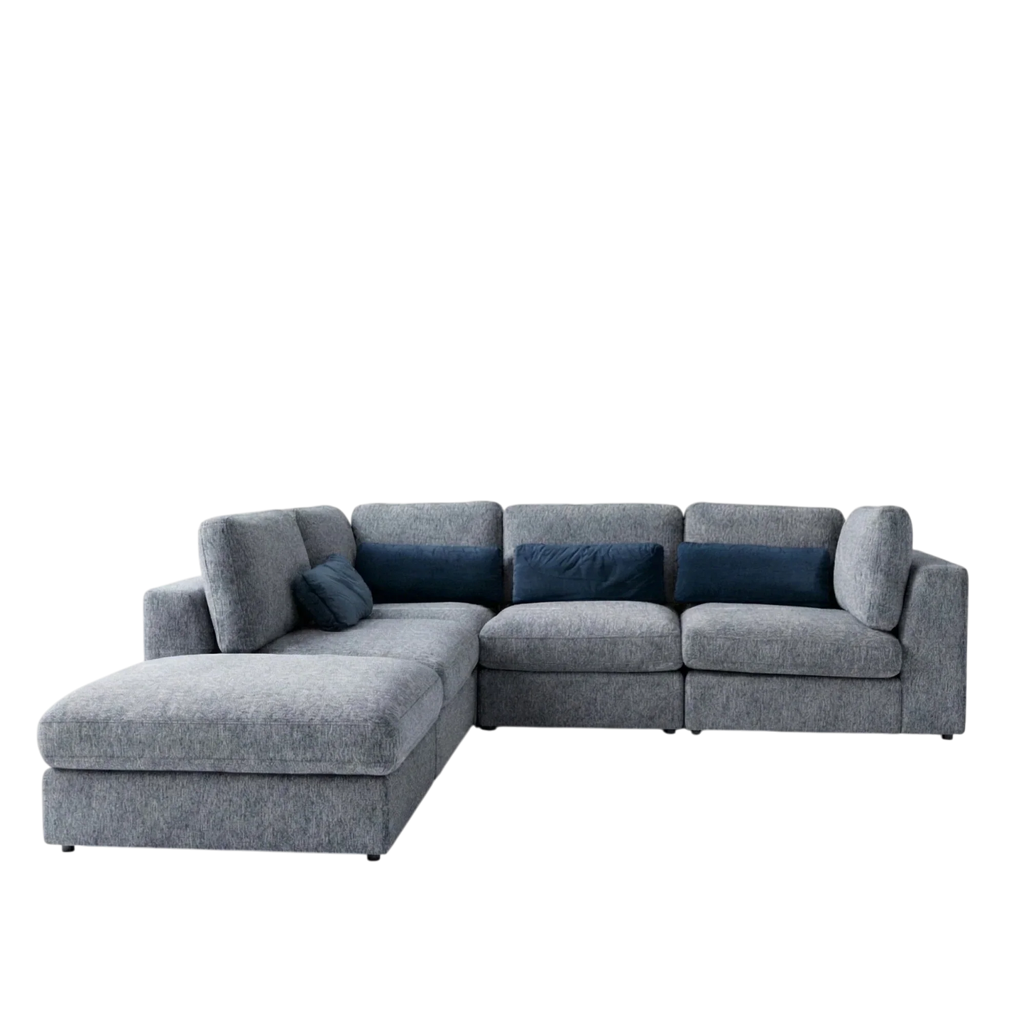 Aluxo Madison 4+1+Storage Footstool Modular Sofa In Light Grey Boucle Fabric