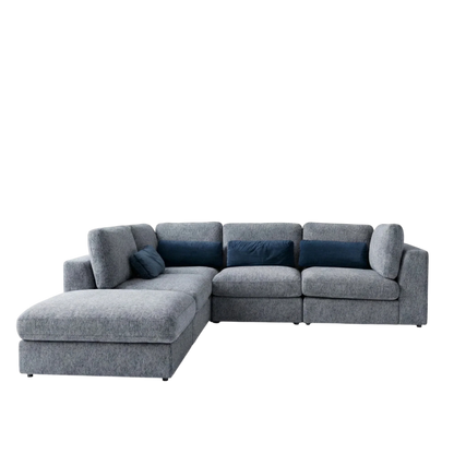 Aluxo Madison 4+1+Storage Footstool Modular Sofa In Light Grey Boucle Fabric