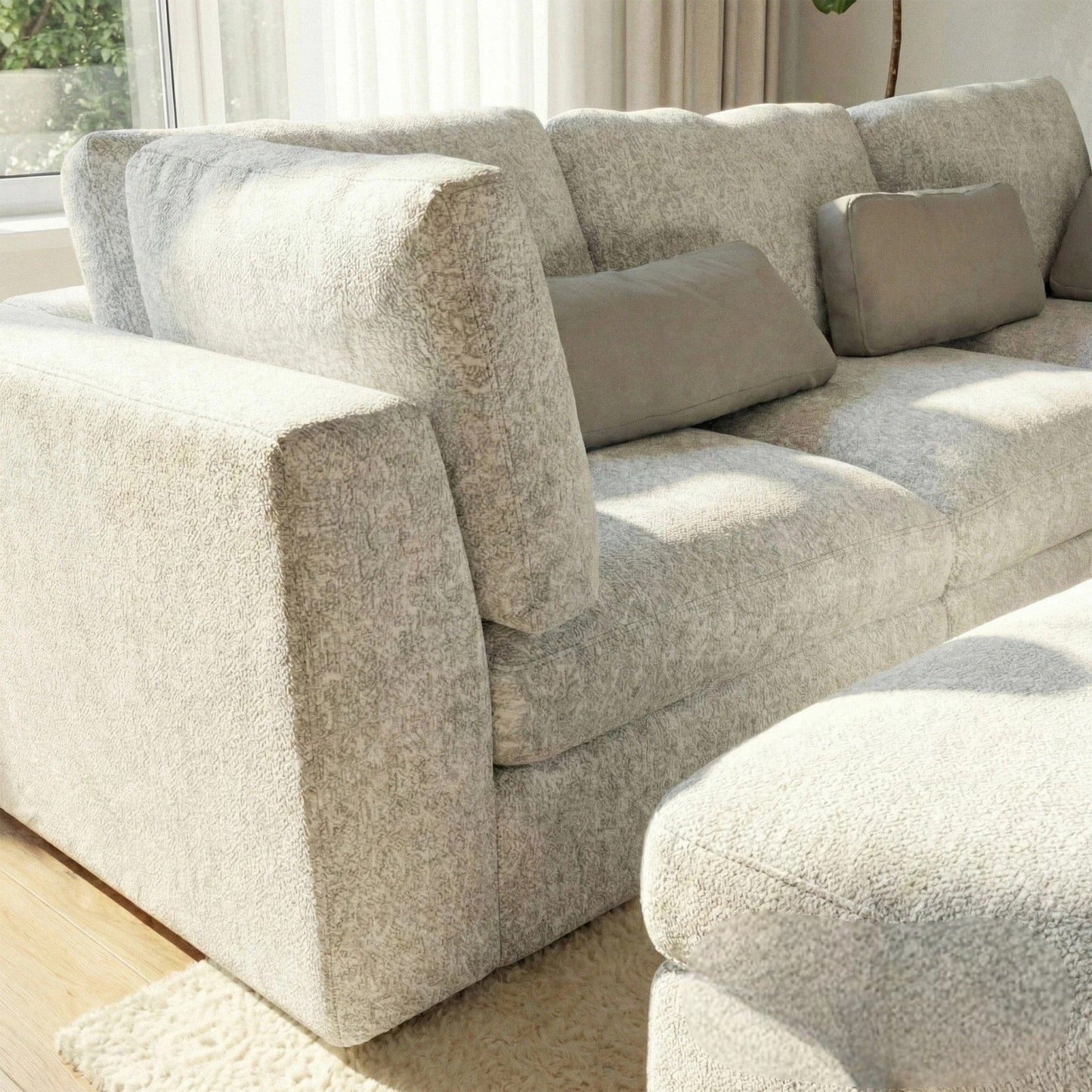 Aluxo Madison 4+1+Storage Footstool Modular Sofa In Blue Boucle Fabric