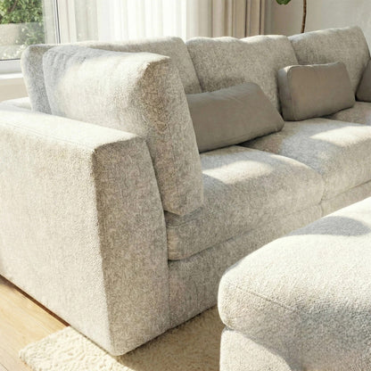 Aluxo Madison 4+1+Storage Footstool Modular Sofa In Blue Boucle Fabric