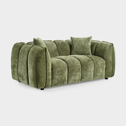 Venice Bubble Boucle Olive Green Fabric 2 Seater Sofa
