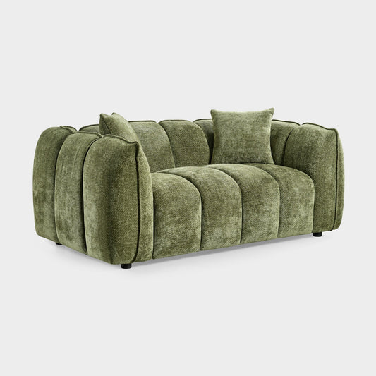 Venice Bubble Boucle Olive Green Fabric 2 Seater Sofa