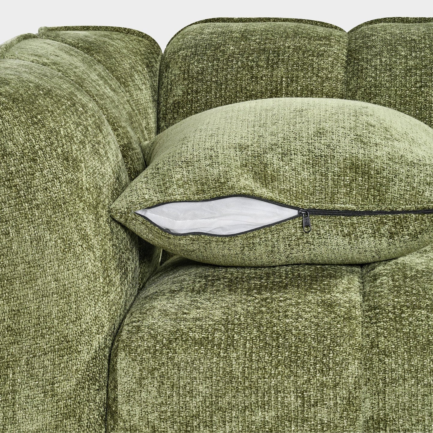 Venice Bubble Boucle Olive Green Fabric 3 Seater Sofa