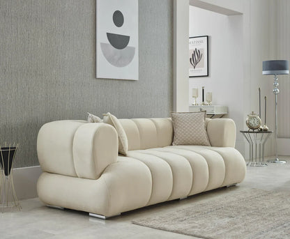 The Cloud Bubble Luxury Premium 3+2 Cream Beige Velvet Sofa
