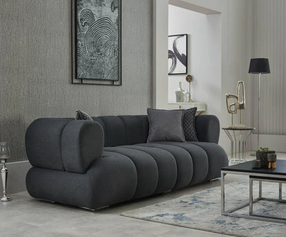 The Cloud Bubble Luxury Premium 3+2 Grey Velvet Sofa