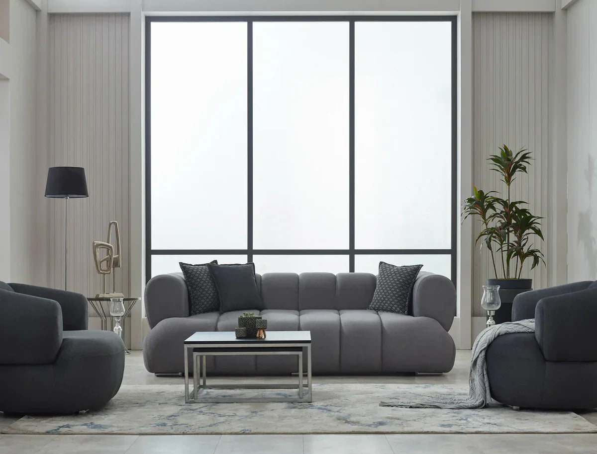 The Cloud Bubble Luxury Premium 3+2 Grey Velvet Sofa