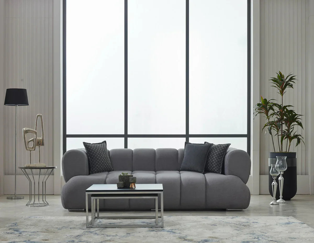 The Cloud Bubble Luxury Premium 3+2 Grey Velvet Sofa