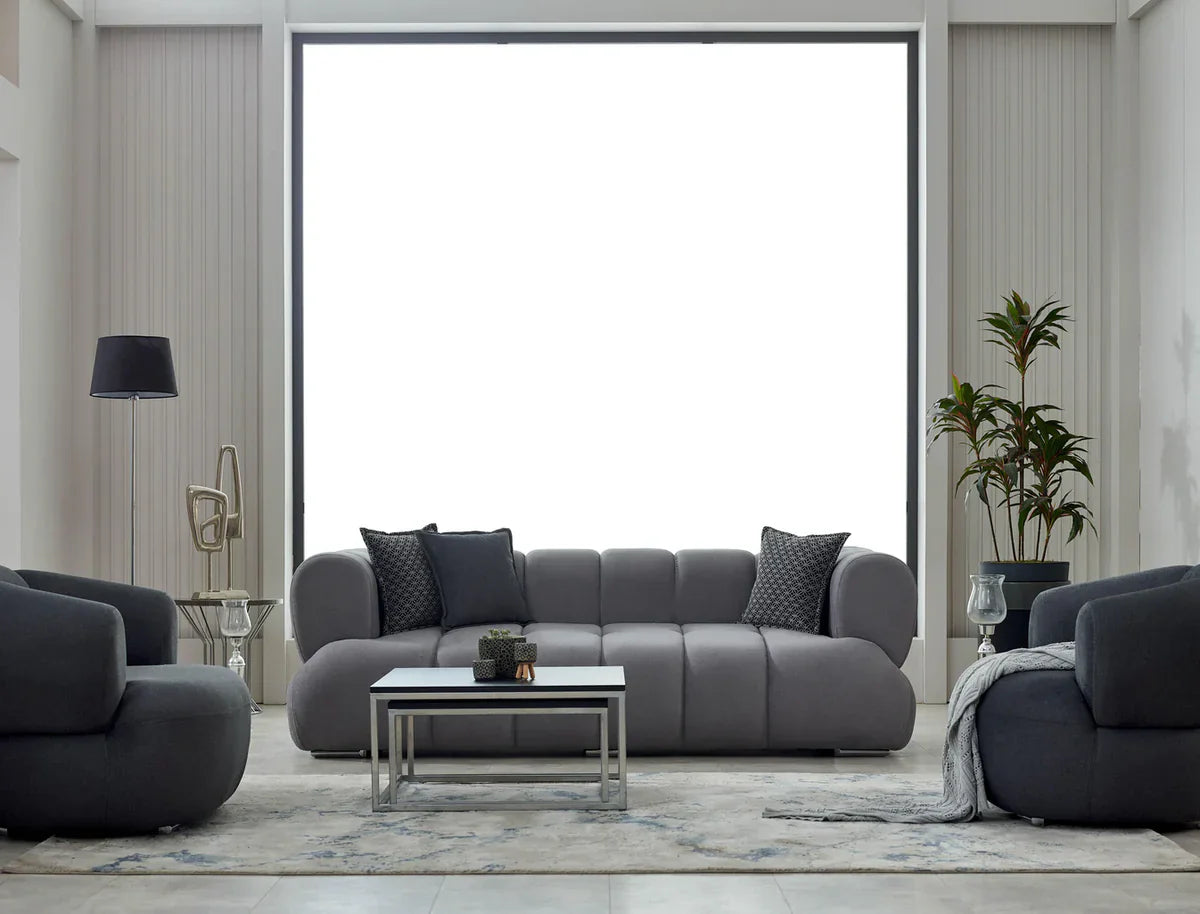 The Cloud Bubble Luxury Premium 3+2 Grey Velvet Sofa
