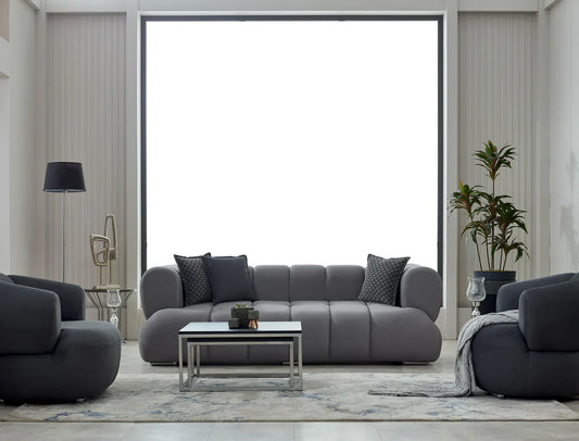 The Cloud Bubble Luxury Premium 3+2 Grey Velvet Sofa