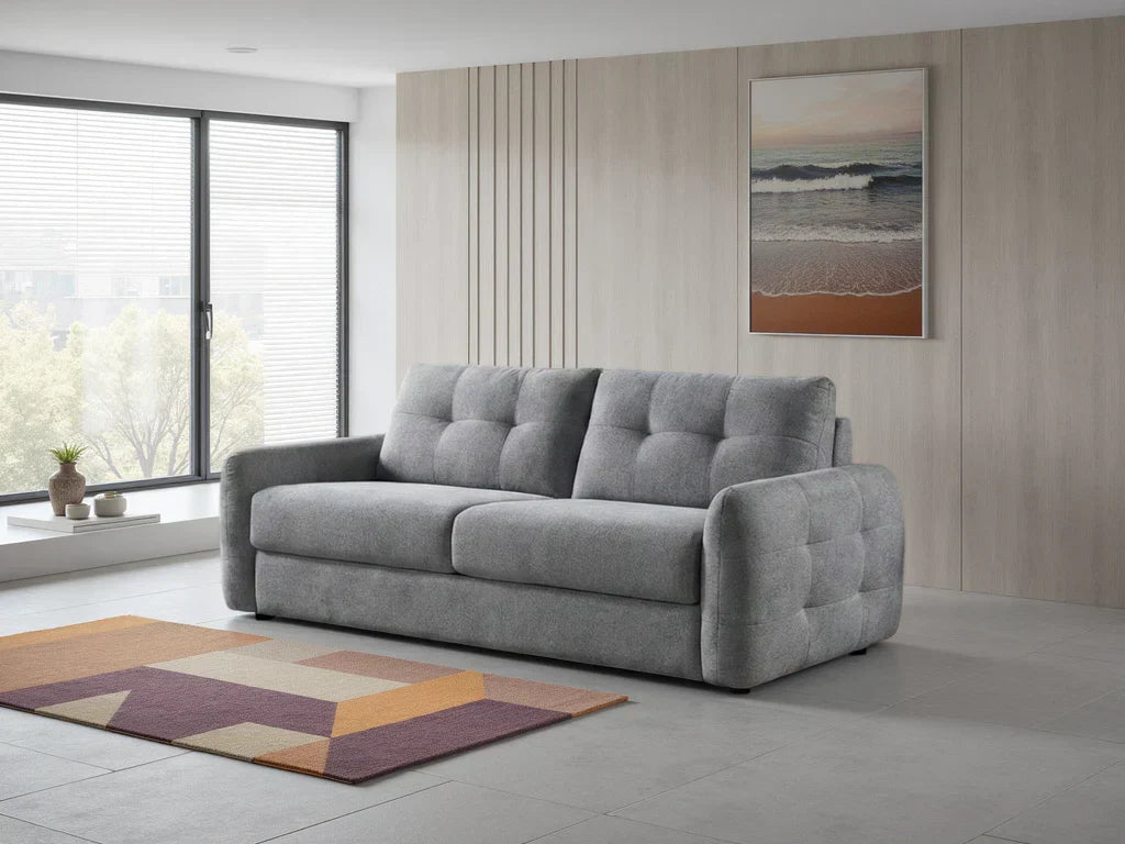 Athens 3 Seater Sofa Bed In Beige/Grey Fabric