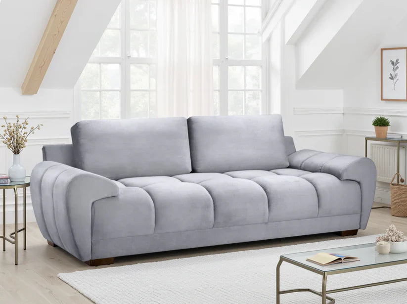Zara Bubble Grey Plush Velvet 3 Seater Sofa