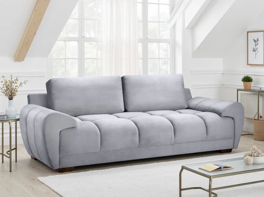 Zara Bubble Grey Plush Velvet 3 Seater Sofa