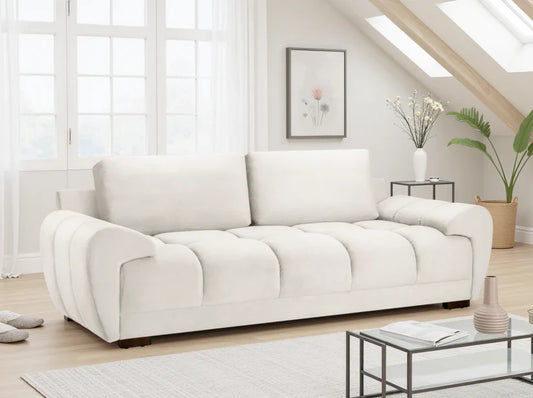Zara Bubble Cream Plush Velvet 3 Seater Sofa