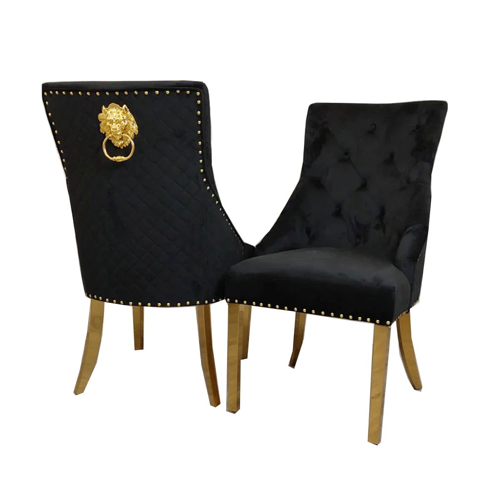 Bentley Gold Dining Chair – Now in Black & Cream Velvet