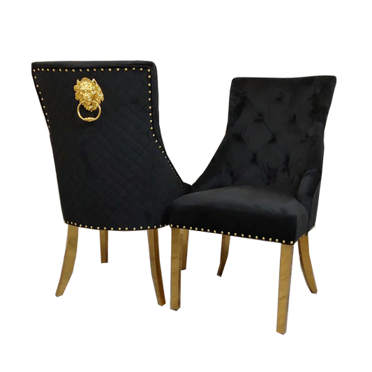 Bentley Gold Dining Chair – Now in Black & Cream Velvet