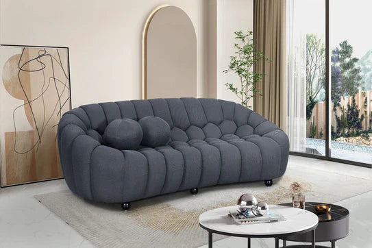 Bella Grey Bubble Cloud Boucle Velvet 3 Seater Sofa