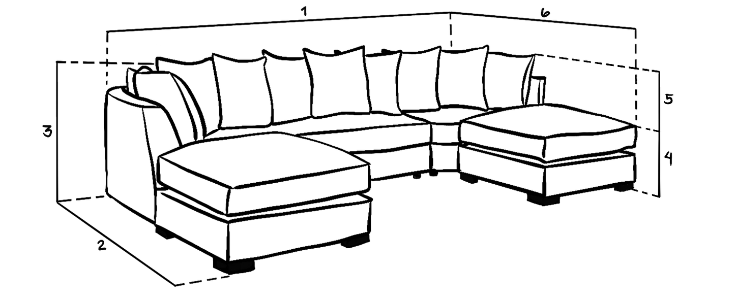 Bishopton Scatterback Sofa Platinum Grey U Shape Corner