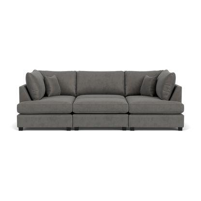 Carnaby Sofa Plush Grey Velvet U Shape Corner Sofa