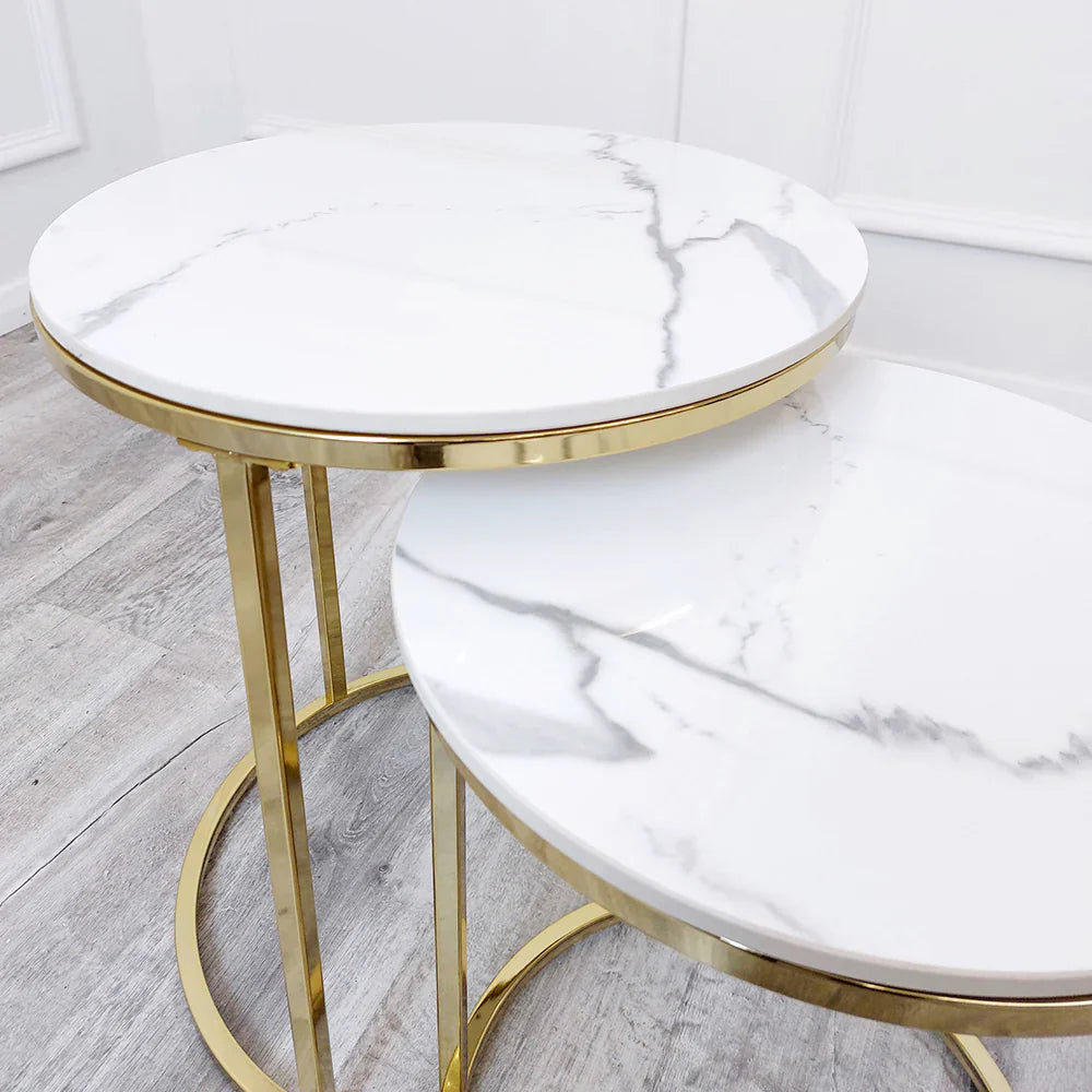 Cato Nest of 2 Tall Gold End Tables – Elegant Functionality Meets Modern Luxury