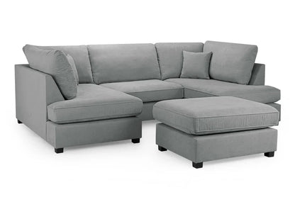Carnaby Sofa Grey Fabric U Shape Corner Sofa