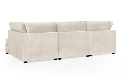 Carnaby Sofa Plush Beige Velvet U Shape Corner Sofa