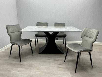 Caroline Grey Ceramic 160CM Fixed Table Top Dining Table