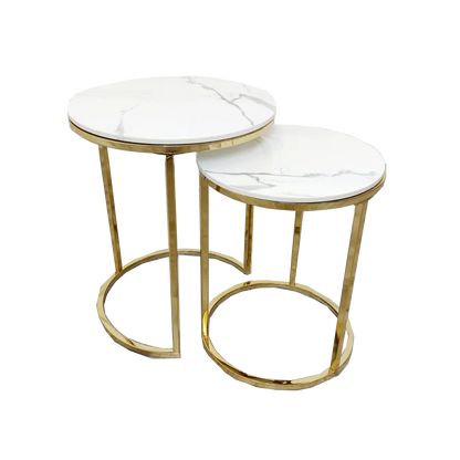Cato Nest of 2 Tall Gold End Tables – Elegant Functionality Meets Modern Luxury