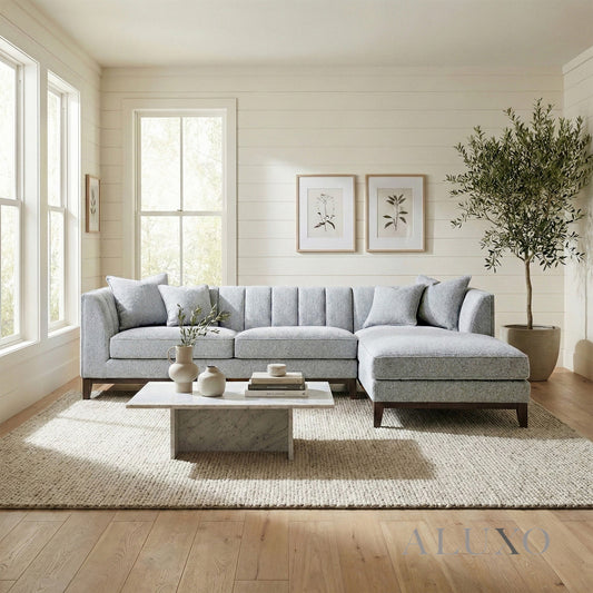 Cooper Right Hand Facing (RHF) Corner Sofa – Dolphin Bouclé | Mid-Century Modern