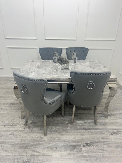 Louis 200CM Chrome Marble Dining Set with Megan Chairs